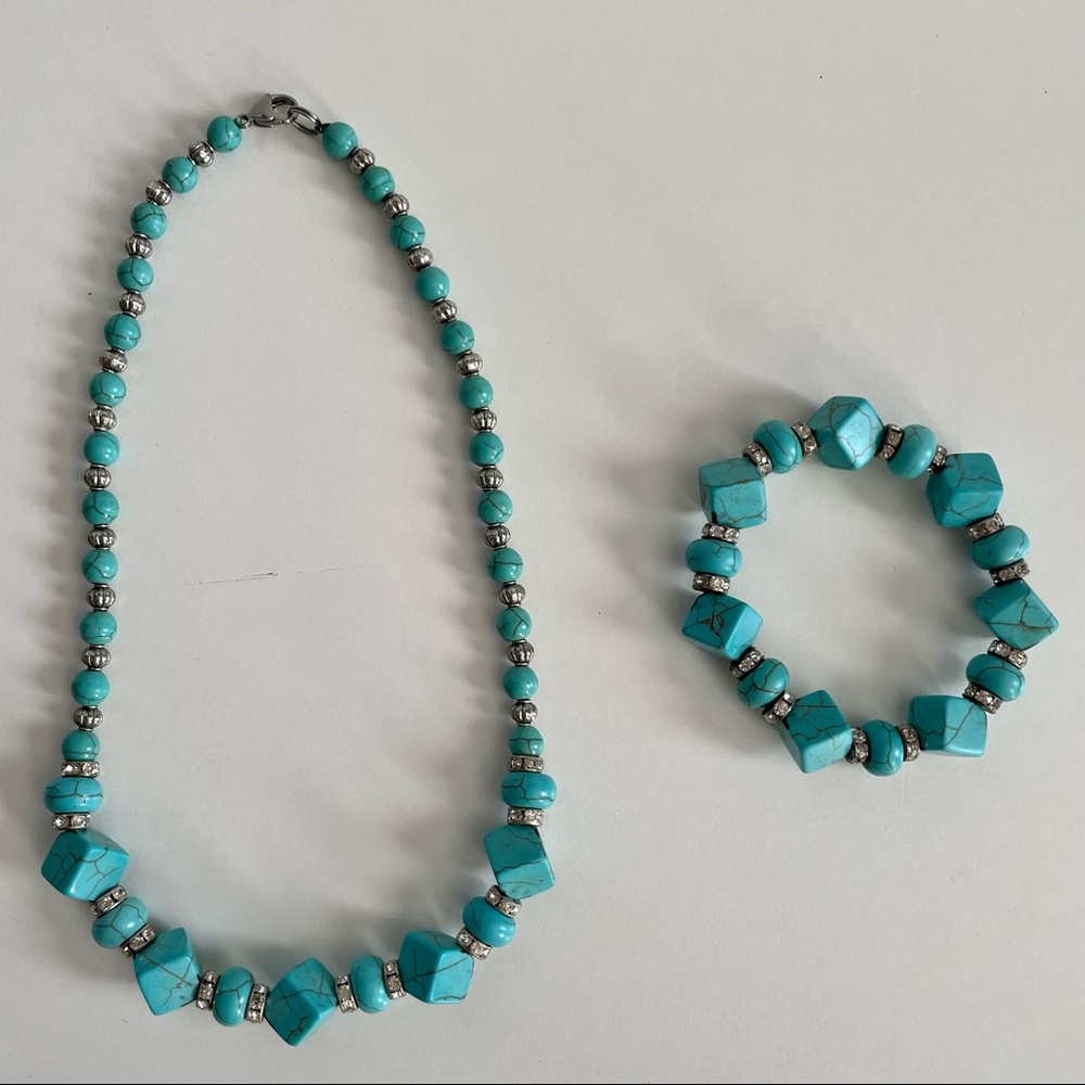 Genuine Turquoise And Swarovski Elements Crystal … - image 3